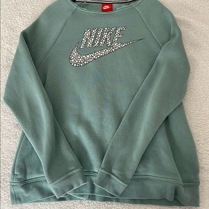 Nike Women’s Sweatshirt, L, Teal w/ Metallic Lettering